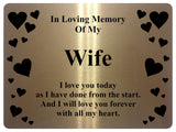 1396 In Loving Memory Of My Wife Memorial Funeral Metal Aluminium Plaque Sign