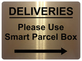 1603 DELIVERIES Please Use Smart Parcel Box --> Metal Aluminium Plaque Sign Door