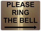 1500 PLEASE RING THE BELL Arrow Right Metal Aluminium Plaque Sign Door Gate