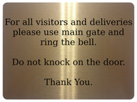 1450 For all visitors and deliveries please use main gate Metal Aluminium Plaque Sign