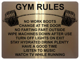 1352 GYM RULES Funny Metal Aluminium Plaque Sign Fitness House Shed Door Wall