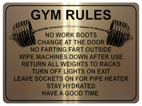 1327 GYM RULES Funny Metal Aluminium Plaque Sign Fitness House Shed Door Wall