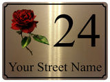 1459 Custom Personalised Address Rose Metal Aluminium Plaque Sign House Door Office