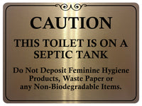 1487 CAUTION THIS TOILET IS ON A SEPTIC TANK Metal Aluminium Plaque Sige House