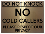 1509 DO NOT KNOCK NO COLD CALLERS Metal Aluminium Plaque Sige House Office Door