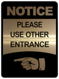 596 PLEASE USE OTHER ENTRANCE ARROW LEFT Metal Aluminium Plaque Sign House Office Pub Shop