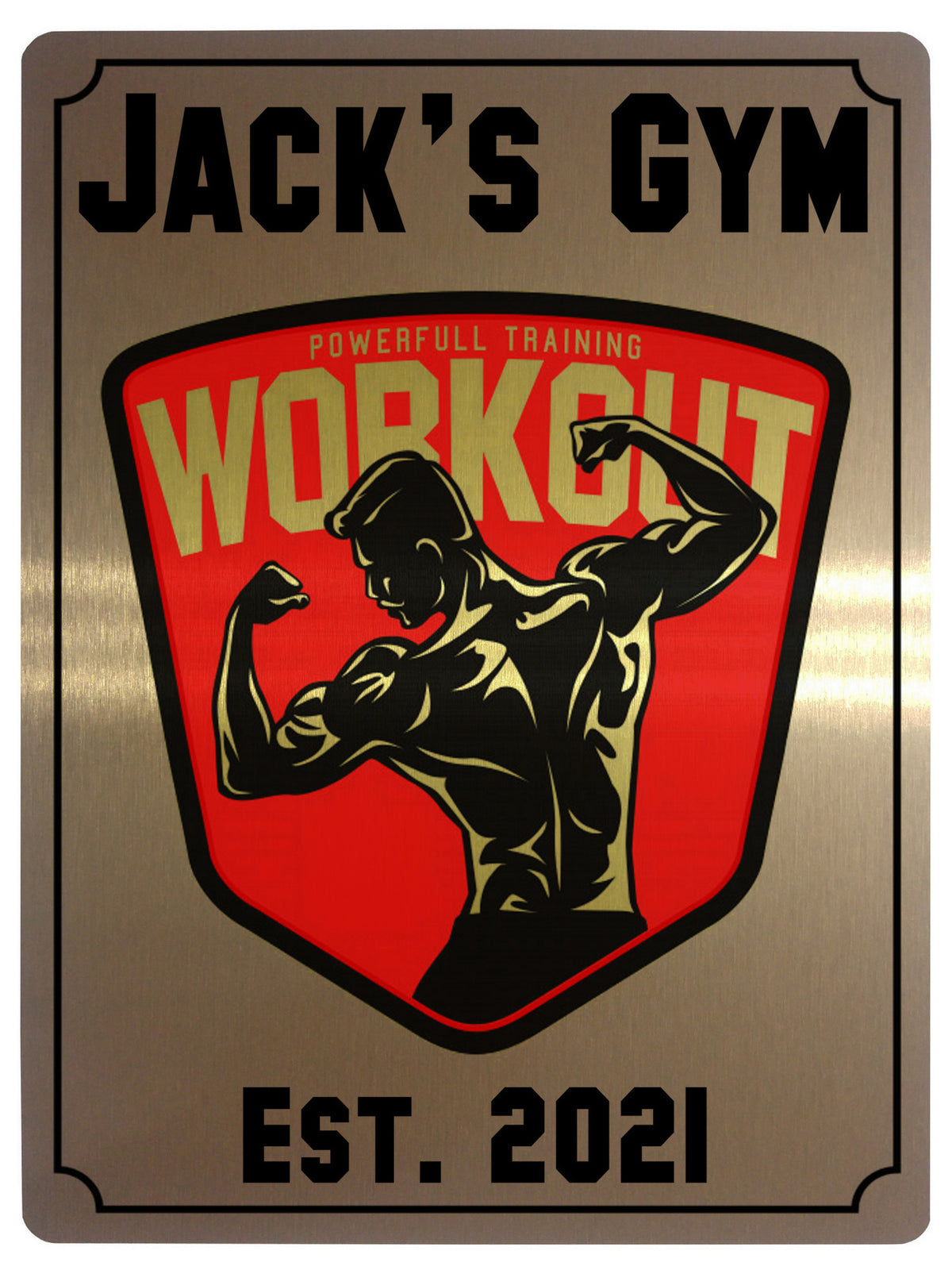 515 Custom Personalised Gym Name Metal Aluminium Sign Plaque Fitness Door Wall