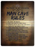 600 MAN CAVE RULES Funny Metal Aluminium Plaque Sign For Door Wall House Bar Pub