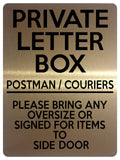 1682 PRIVATE LETTER BOX Postman Side Door Metal Aluminium Plaque Sign Letters