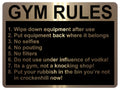 AL031 GYM RULES Fitness Digitally Printed Metal Aluminium Plaque Sign Door Wall