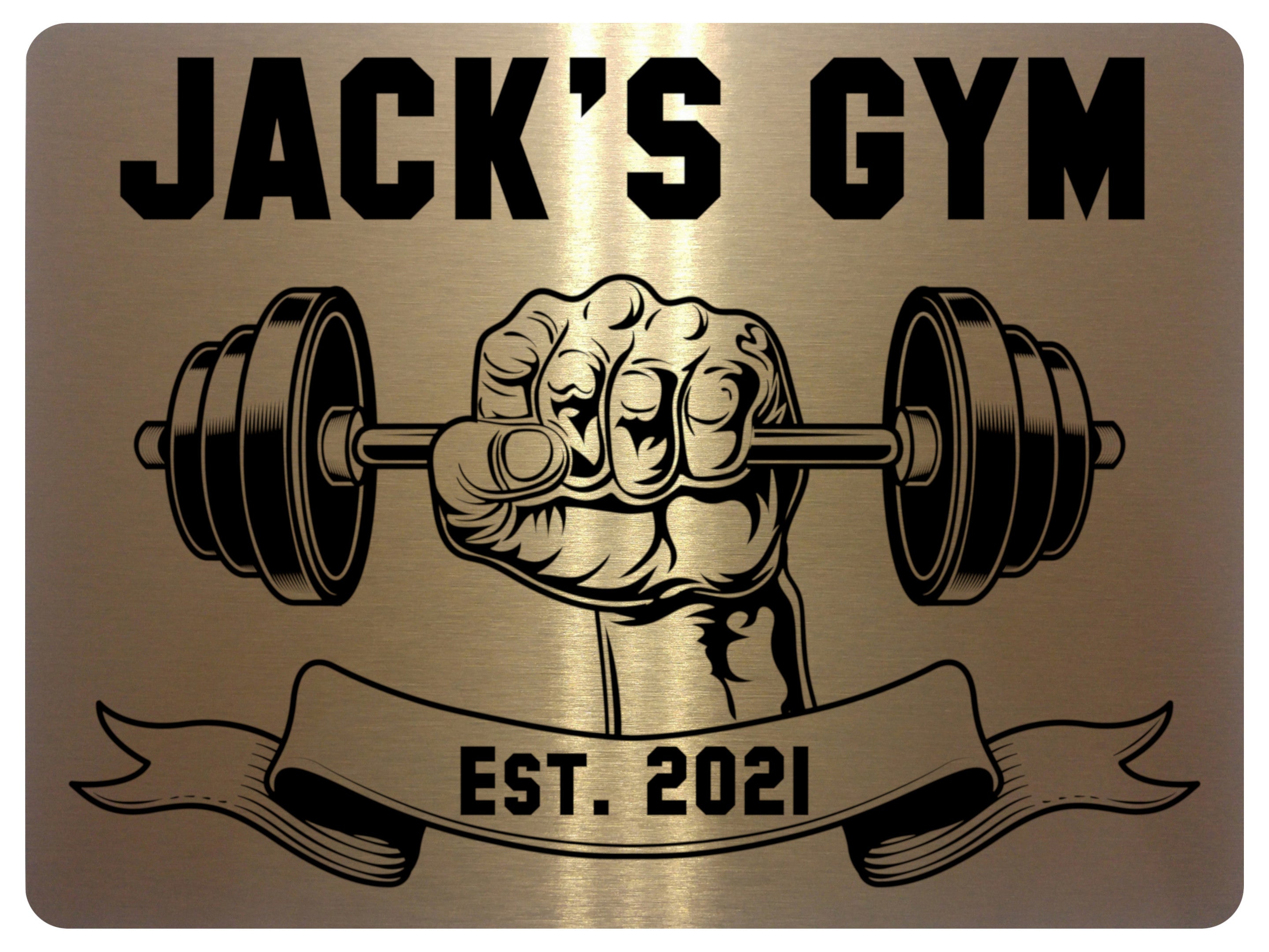 AL009 Custom Personalised Gym Name Fitness Metal Aluminium Sign Plaque Door House