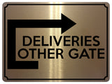 1761 DELIVERIES OTHER GATE Arrow Right Door Metal Aluminium Plaque Sign