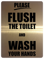 1288 PLEASE FLUSH THE TOILET AND WASH YOUR HANDS Metal Aluminium Plaque Sign