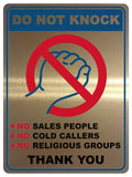 787 DO NOT KNOCK NO COLD CALLERS Metal Aluminium Plaque Sign House Office Door