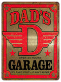 860 DADS GARAGE OPEN 24hrs Metal Aluminium Plaque Sign Door House Garden Shed