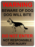 1632 BEWARE OF DOG WILL BITE DO NOT ENTER Metal Aluminium Plaque Sign Gate Door