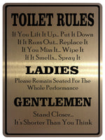 750 TOILET RULES Funny Metal Aluminium Plaque Sign For Door Wall House Office