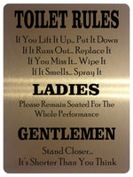 749 TOILET RULES Funny Metal Aluminium Plaque Sign For Door Wall House Office