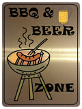 884 BBQ & BEER ZONE Metal Aluminium Plaque Sign Door Gate House Bar Pub Garden