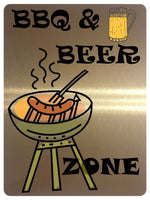 883 BBQ & BEER ZONE Metal Aluminium Plaque Sign Door Gate House Bar Pub Garden