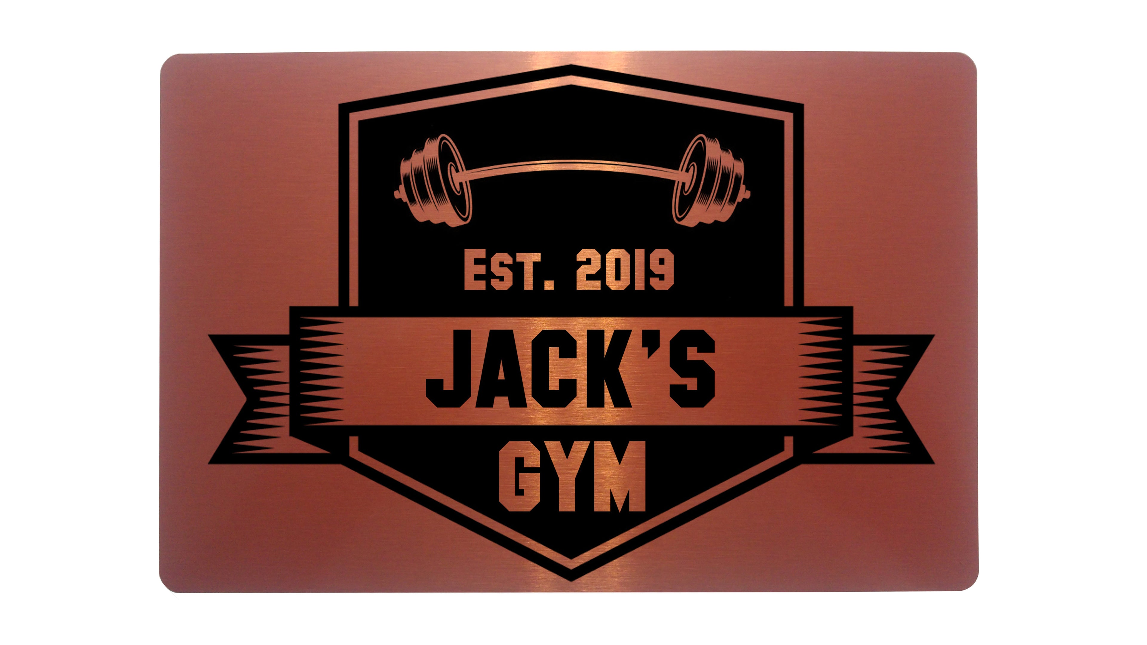 Custom Personalised Gym Name, Year Metal Aluminium Plaque Sign For Door Fitness