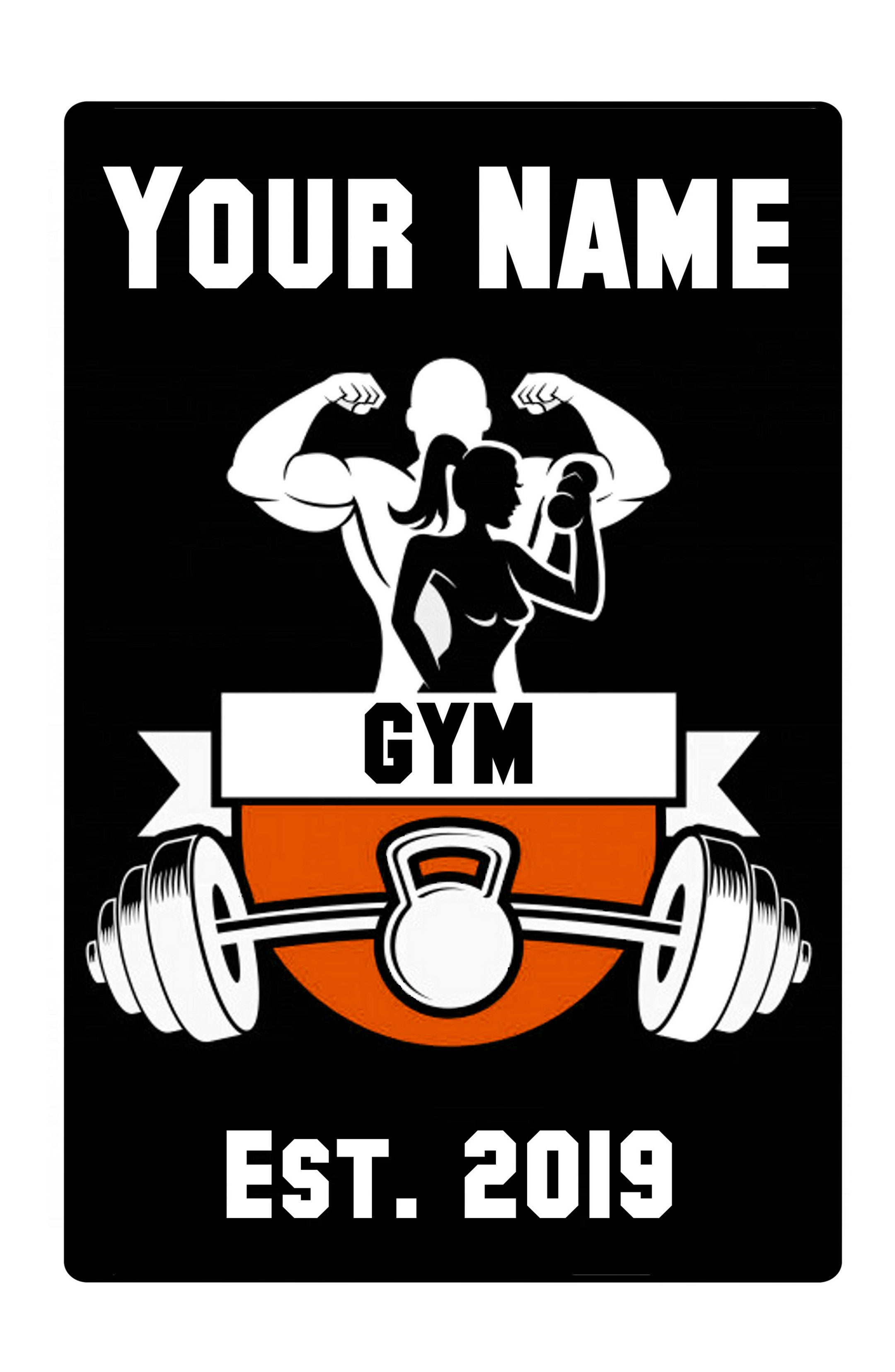 Custom Personalised Gym Name, Est. Year Metal Aluminium Plaque Sign Door Fitness