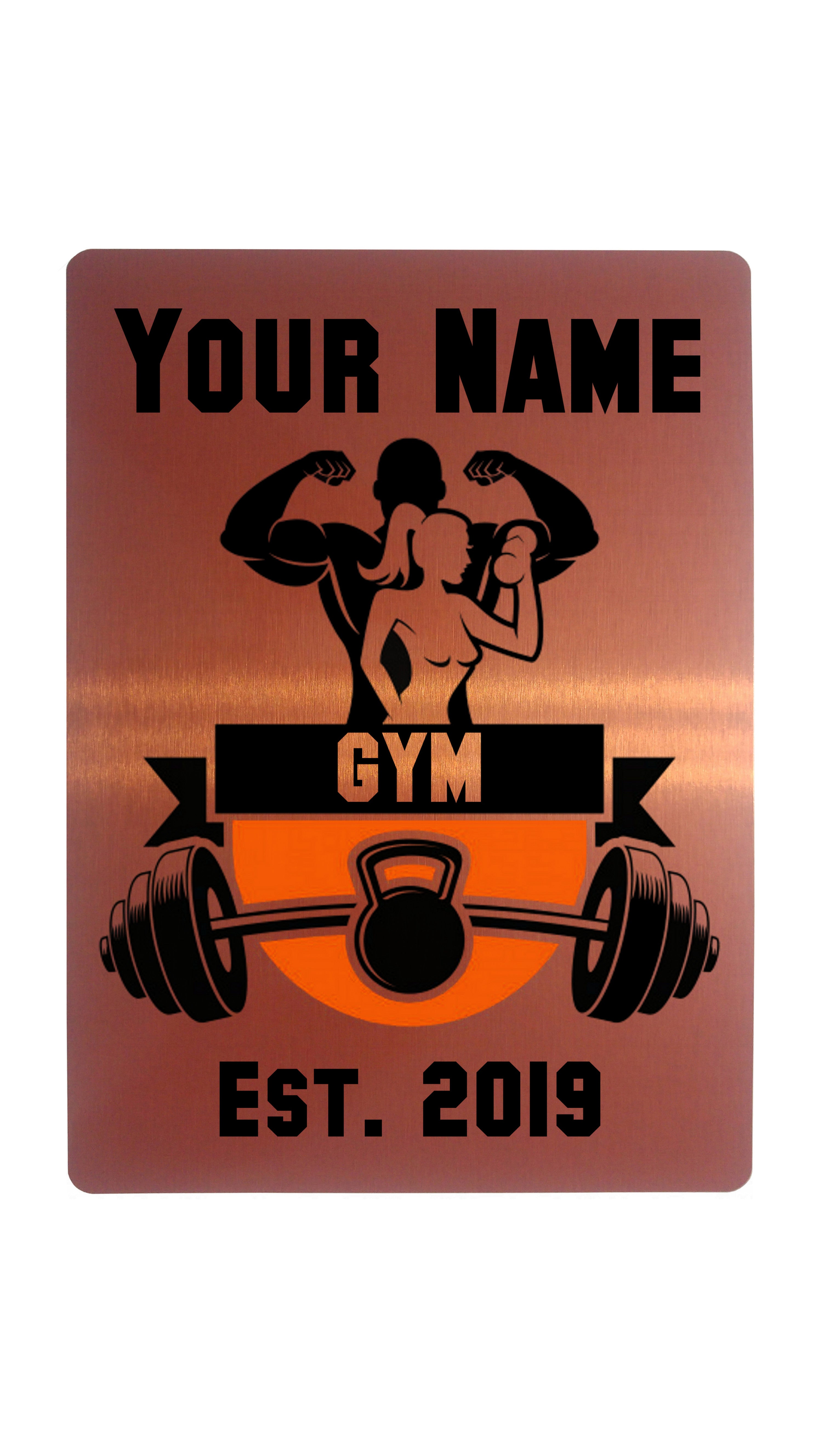 Custom Personalised Gym Name, Est. Year Metal Aluminium Plaque Sign Door Fitness