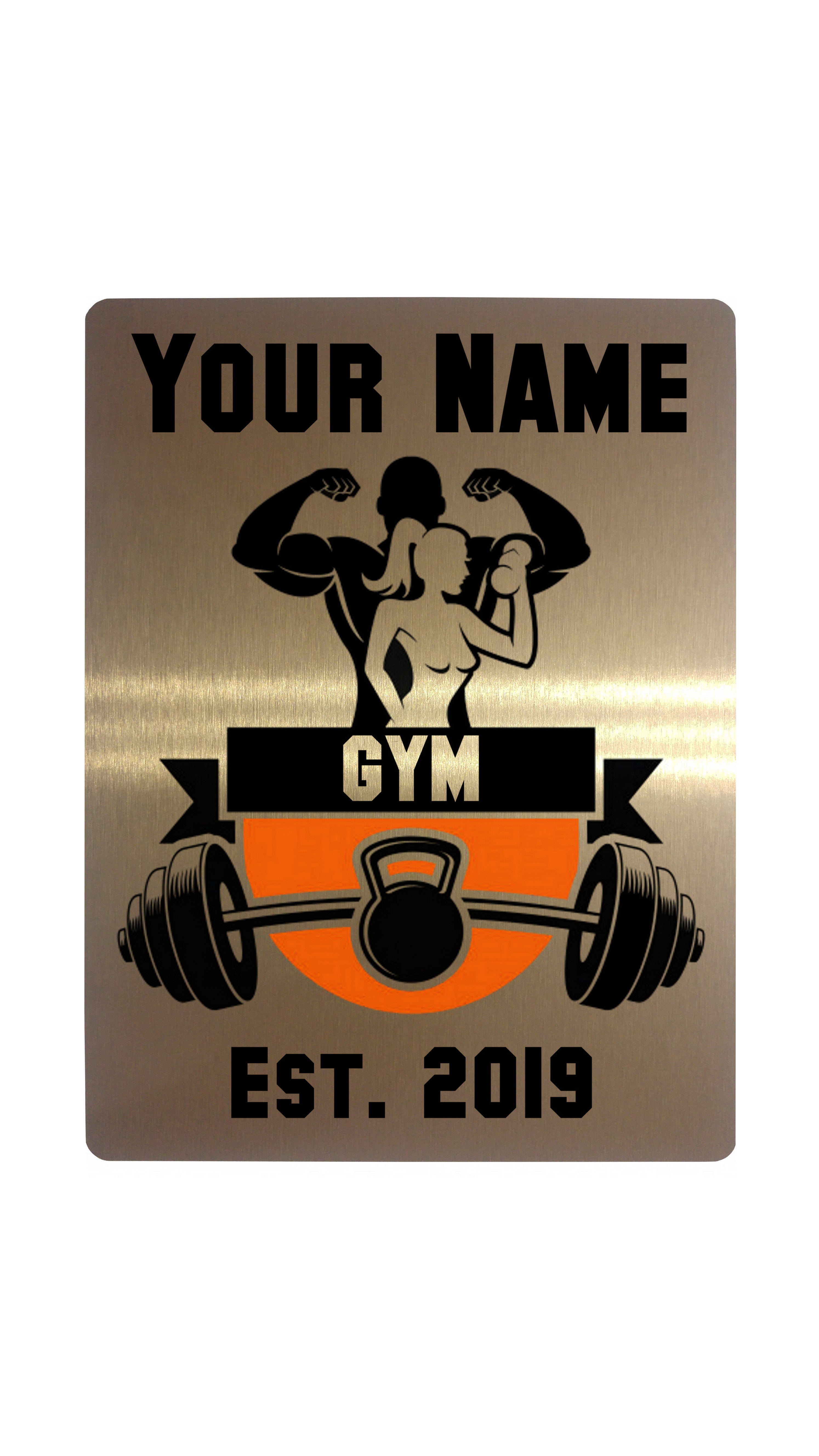 Custom Personalised Gym Name, Est. Year Metal Aluminium Plaque Sign Door Fitness