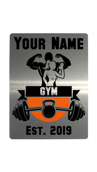 Custom Personalised Gym Name, Est. Year Metal Aluminium Plaque Sign Door Fitness