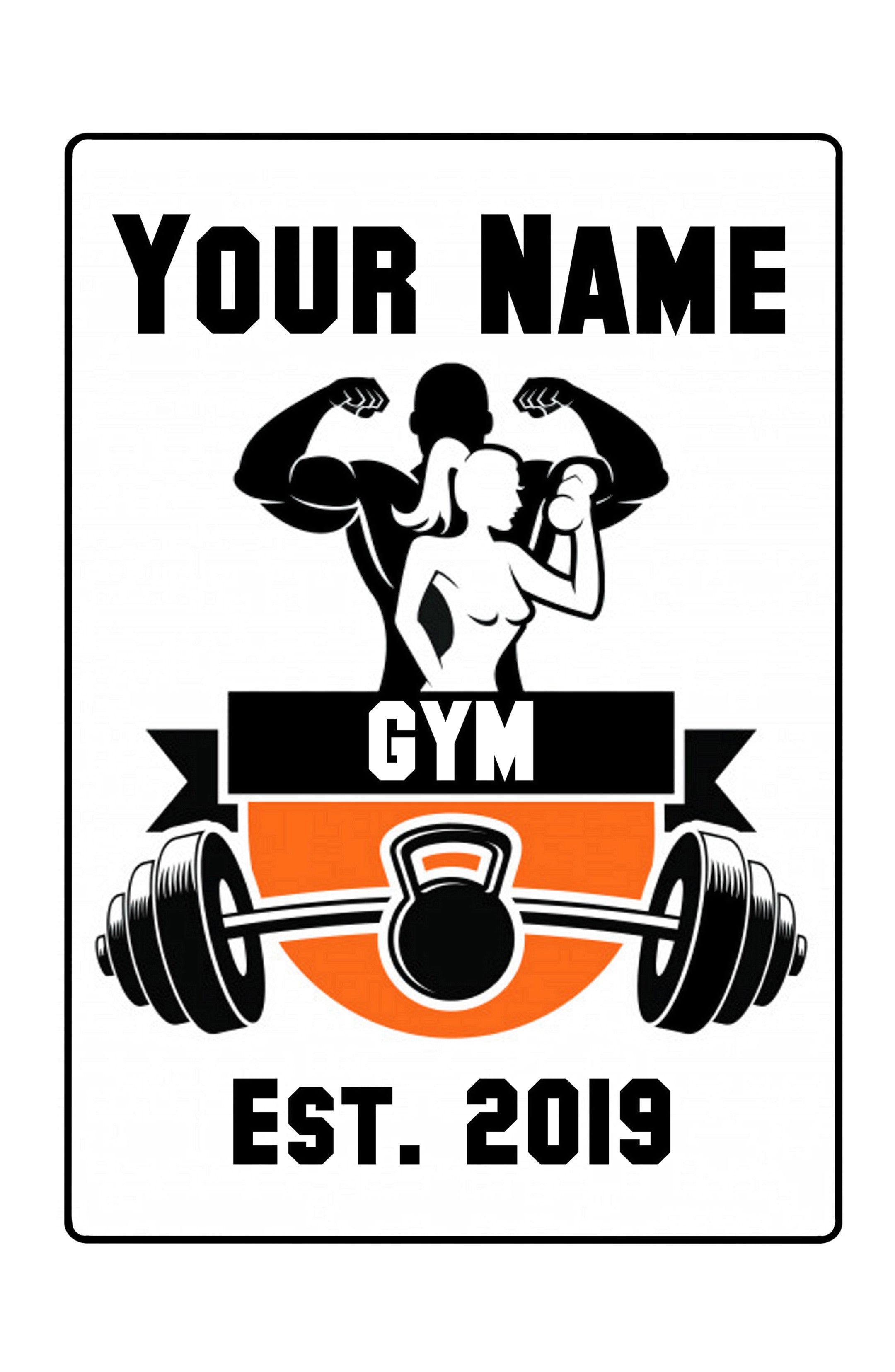 Custom Personalised Gym Name, Est. Year Metal Aluminium Plaque Sign Door Fitness