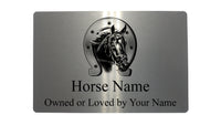 Personalised Horse Shoe Pony Name Brushed Gold Metal Aluminium Sign Stable Door Plaques Gift