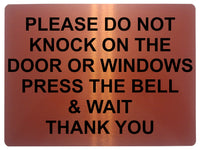 AL044 Do Not KNOCK DOOR WINDOWS Digitally Printed Metal Aluminium Plaque Sign House