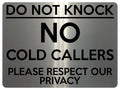 1509 Do Not KNOCK No COLD CALLERS Metal Aluminium Plaque Sign House Office Door