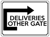 1761 DELIVERIES OTHER GATE Arrow Right Door Metal Aluminium Plaque Sign