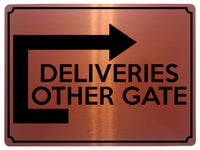 1761 DELIVERIES OTHER GATE Arrow Right Door Metal Aluminium Plaque Sign