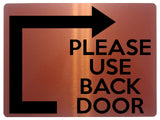 1961 PLEASE Use BACK DOOR Arrow Direction Right Gate Metal Aluminium Plaque Sign