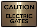 1966 CAUTION ELECTRIC GATES House Garden Door Metal Aluminium Plaque Sign