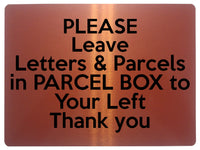 1967 Please Leave Letters & Parcels in PARCEL BOX Metal Aluminium Plaque Sign