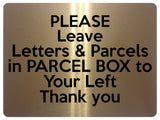 1967 Please Leave Letters & Parcels in PARCEL BOX Metal Aluminium Plaque Sign