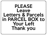 1967 Please Leave Letters & Parcels in PARCEL BOX Metal Aluminium Plaque Sign