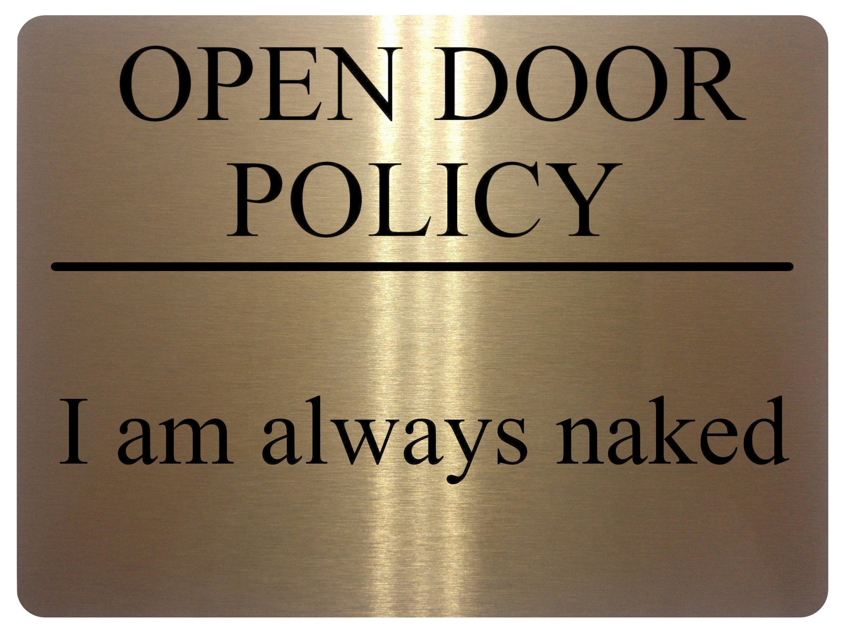 1969 OPEN DOOR POLICY I am always naked Funny Metal Aluminium Plaque Sign