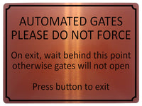 1971 AUTOMATED GATES Please Do Not FORCE Door Metal Aluminium Plaque Sign