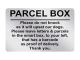 P065 PARCEL BOX Please Do not Knock Smart Box Plastic PVC Plaque Sign Card