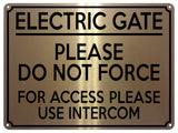 2033 ELECTRIC GATE For Access Use INTERCOM Safety Metal Aluminium Plaque Sign