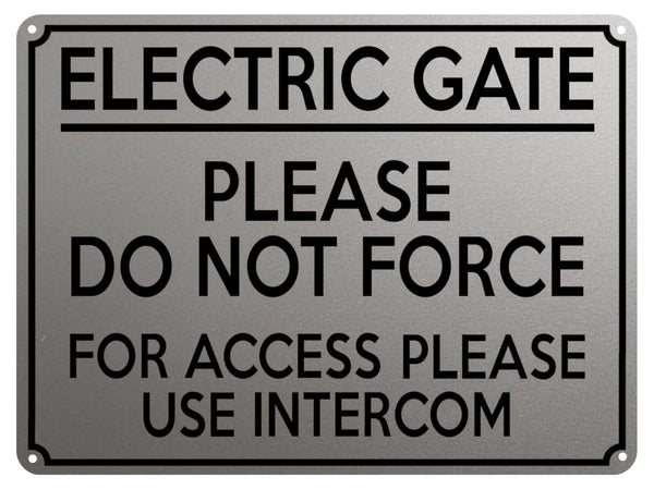 2033 ELECTRIC GATE For Access Use INTERCOM Safety Metal Aluminium Plaque Sign