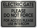 2033 ELECTRIC GATE For Access Use INTERCOM Safety Metal Aluminium Plaque Sign