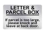 P127 LETTER & PARCEL Box Please Knock Back Door Plastic PVC Plaque Sign Card