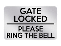 P129 GATE LOCKED Please Ring The Bell Door Garden Plastic PVC Plaque Sign Card