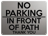 2118 NO PARKING On Front Of PATH Gate Door Metal Aluminium Plaque Sign