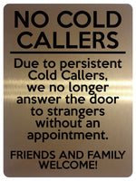 2154 NO COLD CALLERS Funny Door Gate Window Metal Aluminium Plaque Sign